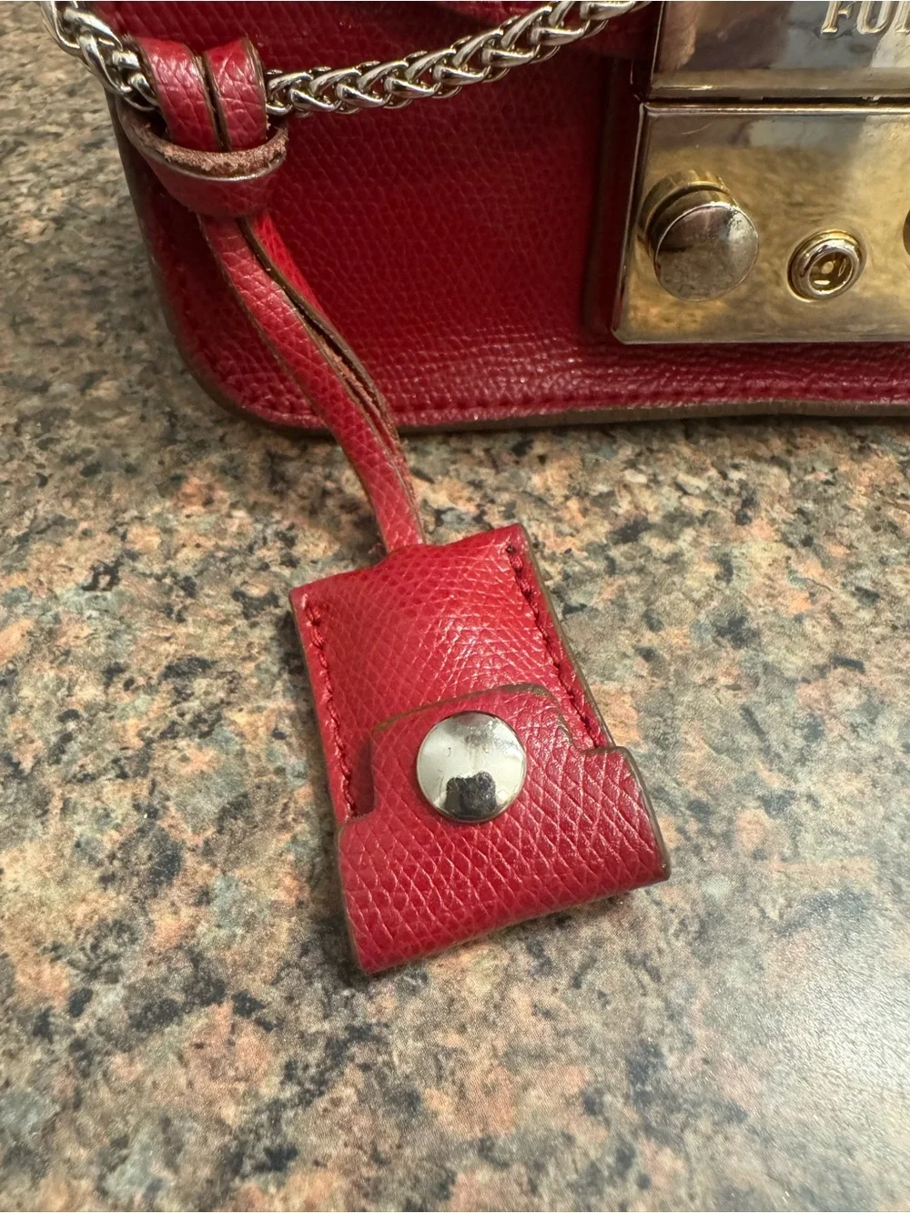 Furla metropolis rare ruby red Leather cross body bag w/care card EUC